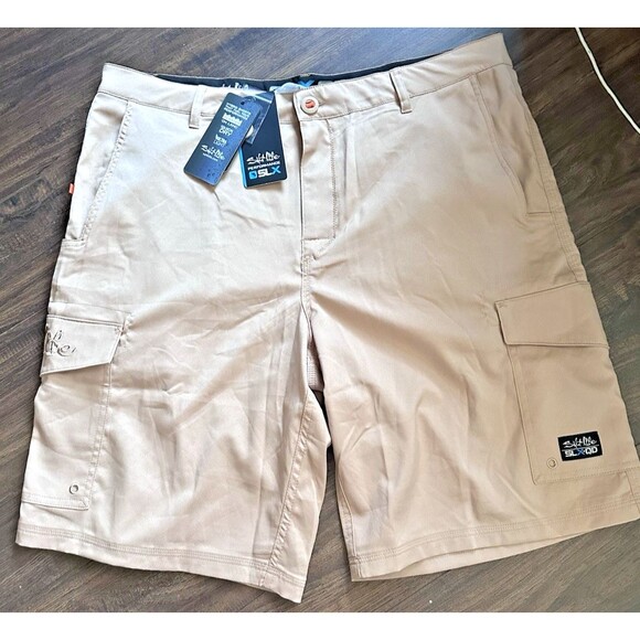 Salt Life Men's Hybrid SLX-QD Performance 10" Cargo Shorts Taupe Beige 30 - Picture 3 of 10